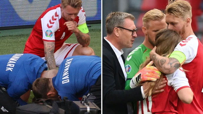 Các đồng đội và bộ phận ý tế đã giúp Eriksen qua cơn hiểm nghèo.