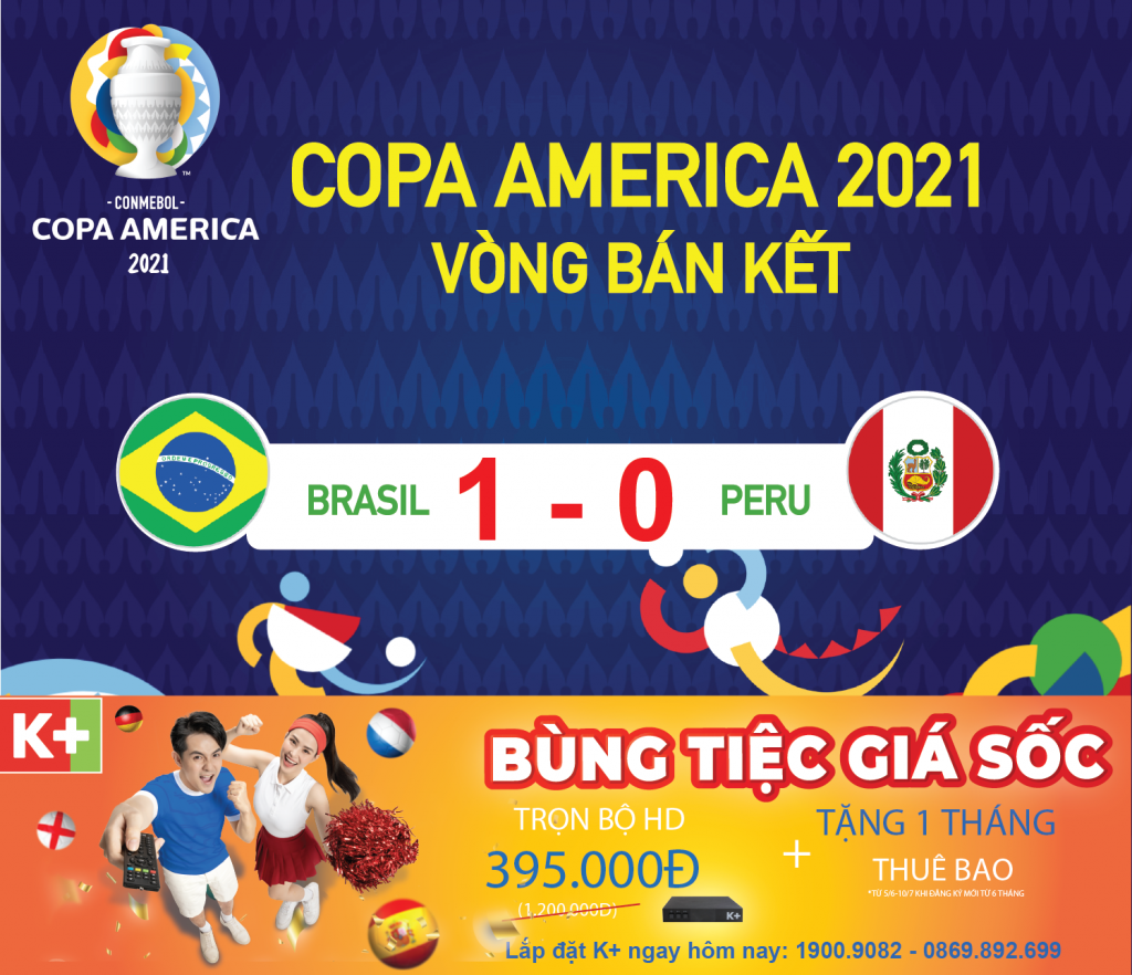 Brasil thắng Peru giành tấm vé vào Chung Kết Copa America 2021