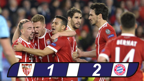 Sevilla 1-2 Bayern: Hùm xám ngược dòng giành lợi thế